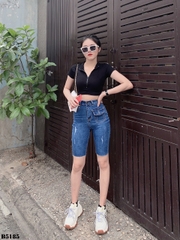 Quần jean ngố kiểu túi tua xanh B5185