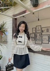Set áo nơ chân váy đen A9054