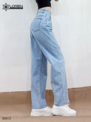 Quần jean ống rộng LOREN rách tua xanh B5412