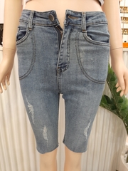 Quần jean ngố tua xanh B5249