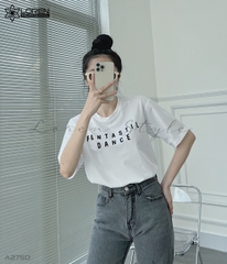 Áo thun nữ LOREN chữ in trắng A2750