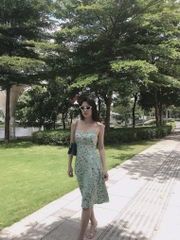 Đầm LOREN 2 dây hoa cúc xanh C1132