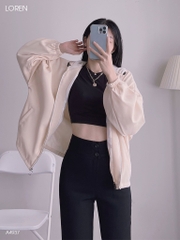 Áo khoác nữ LOREN da lộn tay phồng A4937