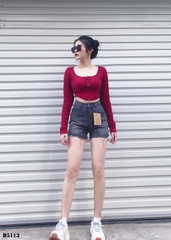 Quần jean short kiểu túi tua xám B5113