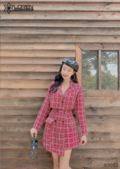 Set vest tay dài caro đỏ A9053