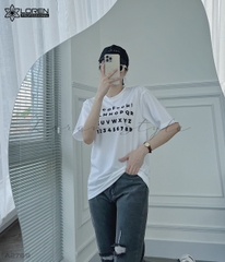 Áo thun nữ LOREN in chữ trắng A2769