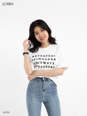 Áo thun nữ LOREN in chữ trắng A2769