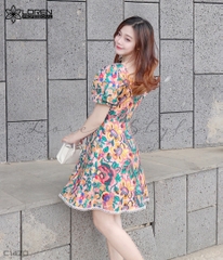 Đầm lụa hoa viền ren C1470