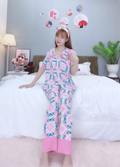 Đồ ngủ pijama tay ngắn quần dài hồng D1670