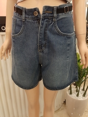 Quần jean ngố xếp ly trơn xanh B5386