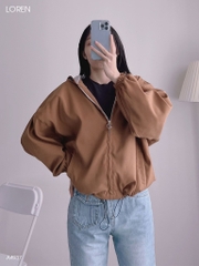 Áo khoác nữ LOREN da lộn tay phồng A4937