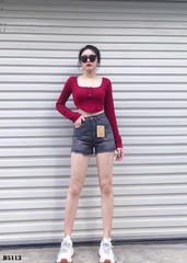 Quần jean short kiểu túi tua xám B5113