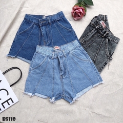 Quần jean short xếp ly tua xám B5110