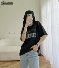 Áo thun nữ LOREN in chữ đen A2734