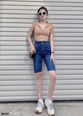 Quần jean ngố thắt dây tua xanh B5197