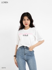 Áo thun nữ LOREN in chữ Bad Decision trắng A2772