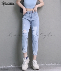 Quần jean baggy LOREN rách tua B5144