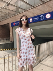 Đầm LOREN hoa xòe trắng C1137