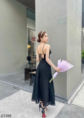 Đầm maxi dây tầng đen C1365