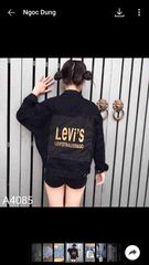Áo khoác jean đắp chữ vàng A4085
