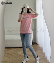 Áo thun nữ LOREN chữ Gust sunday hồng A2746