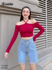 Quần jean ngố nữ LOREN rách tua B31032