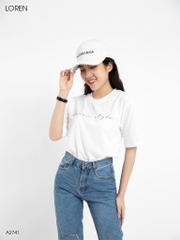 Áo thun nữ LOREN chữ Loren style trắng A2741