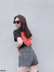 Quần jean short 2 nút tua xám B5116