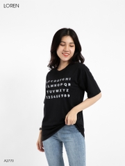 Áo thun nữ LOREN in chữ đen A2770