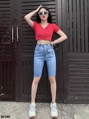 Quần jean ngố kiểu túi tua xanh B5182