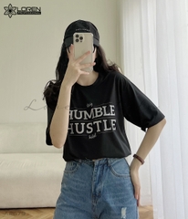 Áo thun nữ LOREN hình chữ đen A2679