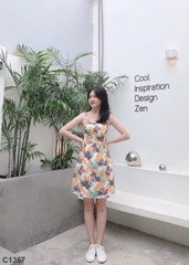 Đầm 2 dây lụa hoa C1367