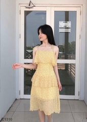 Đầm 2 dây tầng vàng C1310