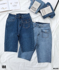 Quần jean ngố kiểu túi tua xanh B5182