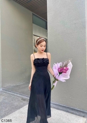 Đầm maxi dây tầng đen C1365
