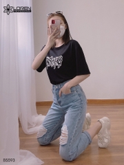 Quần jean baggy LOREN rách gối xanh B5593