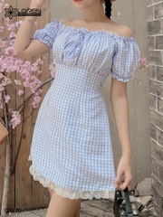 Đầm caro xanh C1170