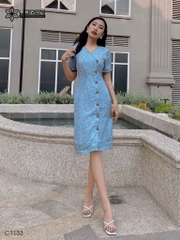 Đầm LOREN hoa cúc xanh C1133