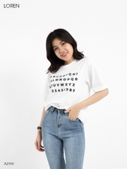Áo thun nữ LOREN in chữ trắng A2769