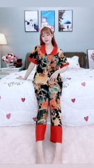 Đồ ngủ pijama tay ngắn quần dài cam D1631