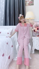 Đồ ngủ pijama tay ngắn quần dài hồng D1700