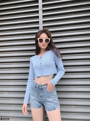 Quần jean short rách xanh B5121