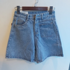 Quần jean ngố túi đắp trơn xanh B5385