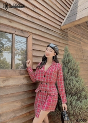 Set vest tay dài caro đỏ A9053