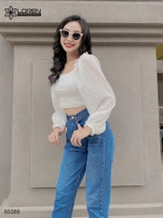 Quần jean baggy LOREN xẻ tua xanh B5388