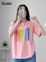 Áo thun nữ LOREN cổ tròn in chữ A2847