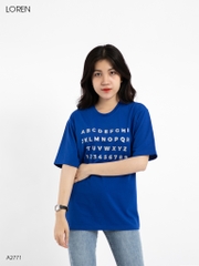 Áo thun nữ LOREN in chữ xanh A2771