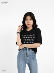 Áo thun nữ LOREN in chữ đen A2770