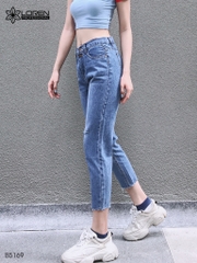 Quần jean baggy LOREN kiểu nút tua xanh B5169