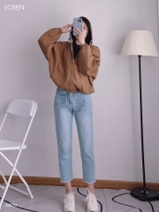 Áo khoác nữ LOREN da lộn tay phồng A4937